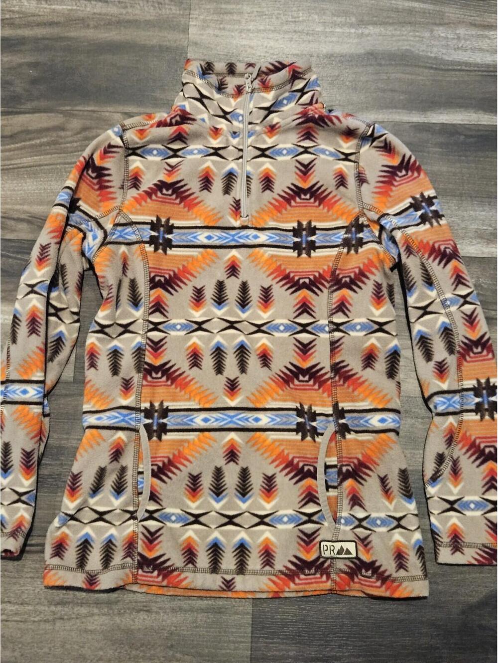 POWDER RIVER OUTFITTERS Panhandle Fleece Aztec Quarter Zip Pullover - Medium